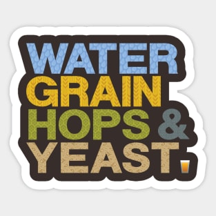 WATER GRAIN HOPS & YEAST - patterned Sticker